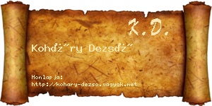 Koháry Dezső névjegykártya
