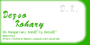 dezso kohary business card